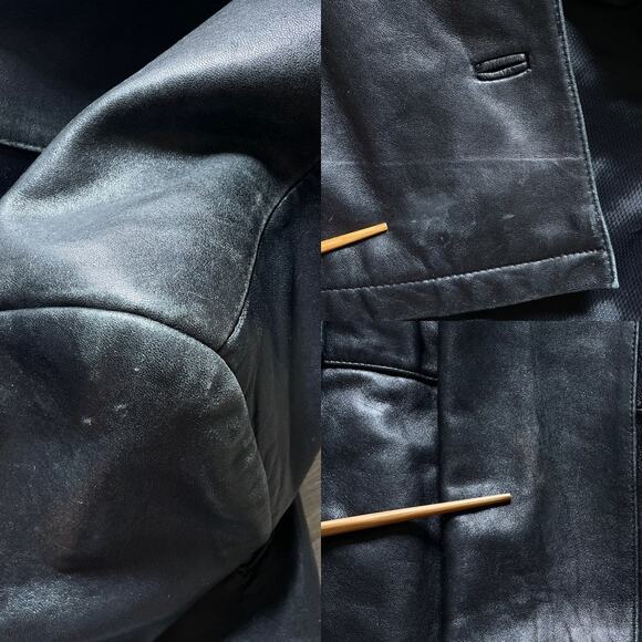 Vtg Y2K ALDER Black Collared Leather Button Jacket Sz S Buttery Soft Lamb Skin - Picture 8 of 9